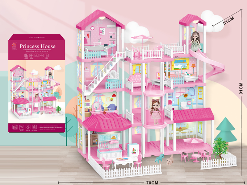 Self Decorated Villa With Light + 2PCS 6 Inch Doll