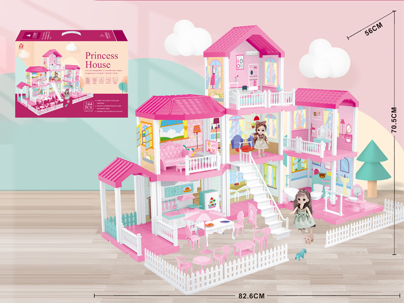 Self Decorated Villa + 2PCS 6 Inch Doll