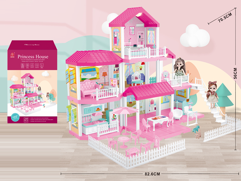 Self Decorated Villa With Light + 2PCS 6 Inch Doll