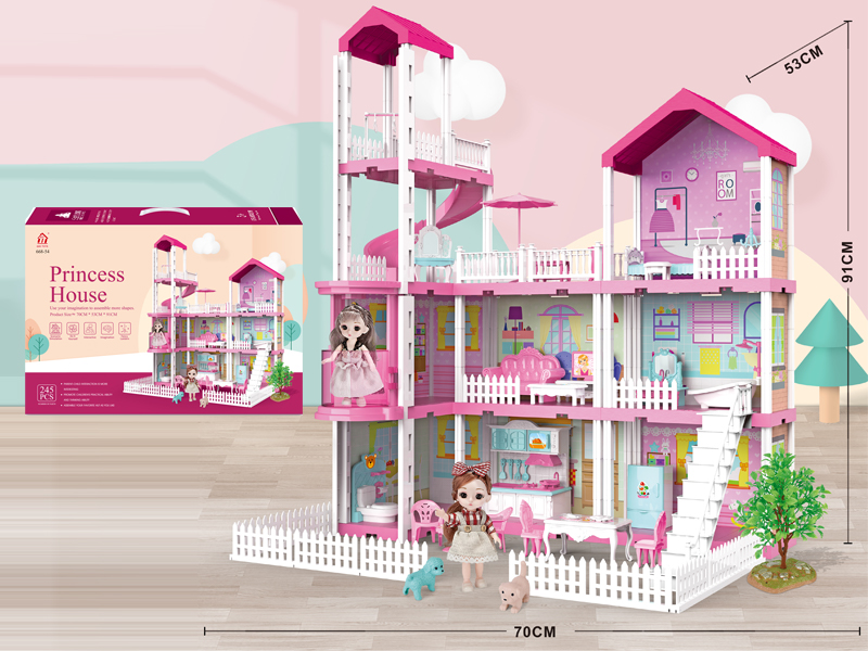 Self Decorated Villa + 2PCS 6 Inch Doll