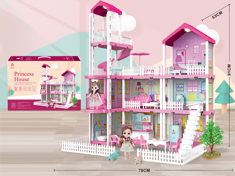 Self Decorated Villa With Light + 2PCS 6 Inch Doll