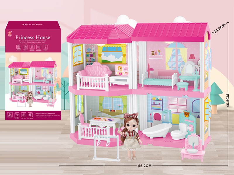 Self Decorated Villa With Light+6 Inch Doll
