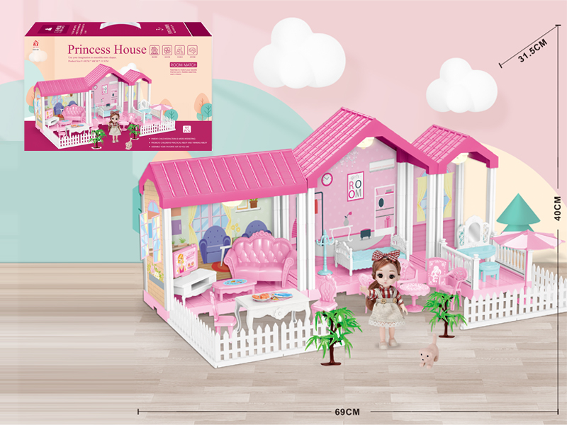 Self Decorated Villa With Light+6 Inch Doll