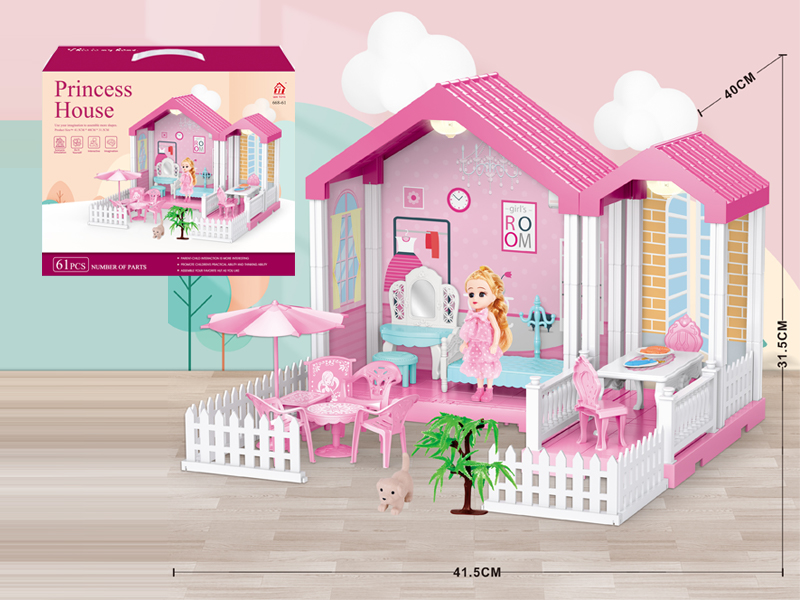 Self Decorated Villa With Light+5 Inch Doll