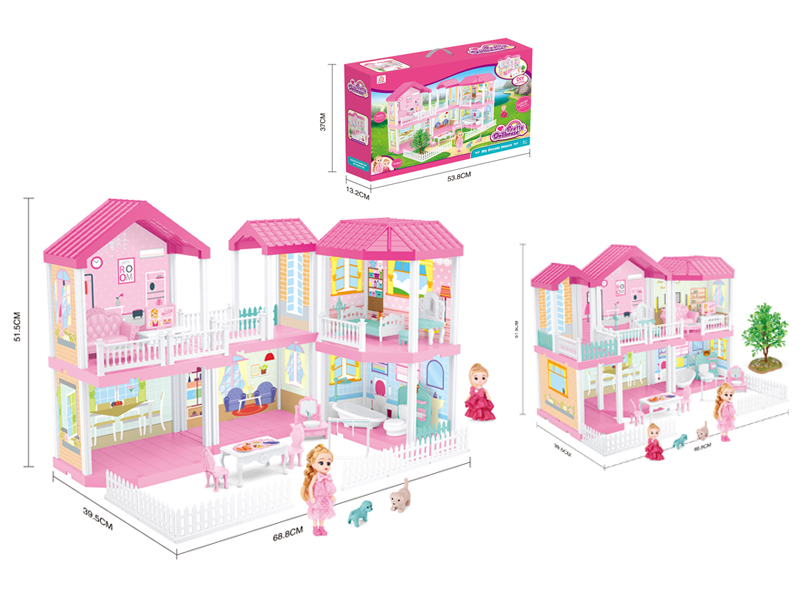 Self Decorated Villa+4 Inch Doll+5 Inch Doll