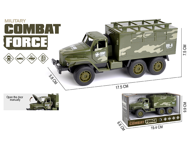 Simulation Pull Back Camouflage Small Truck Three Door Toy Car