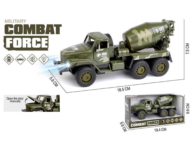 Simulation Pull Camouflage Small Truck Three Door Car With Sound And Light
