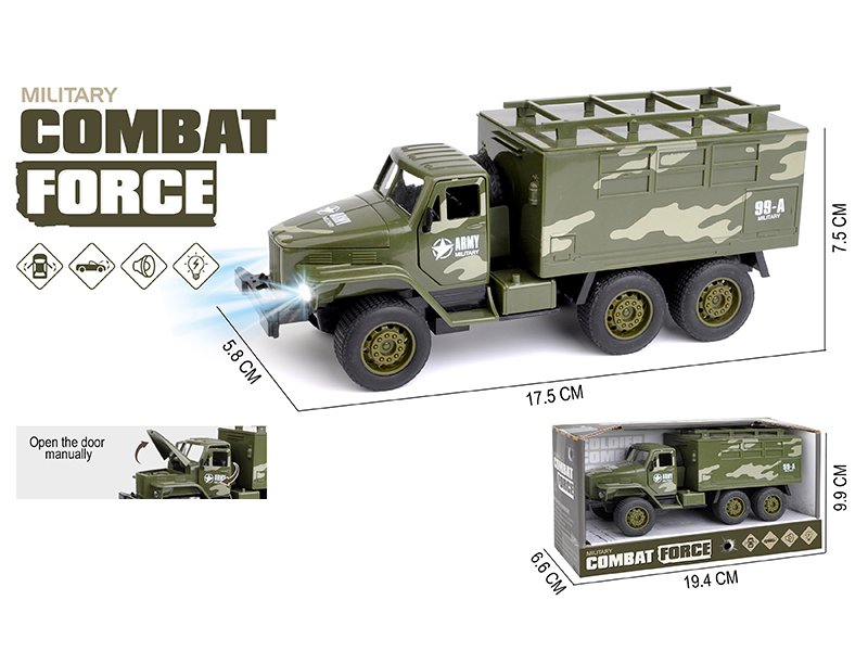 Simulation Pull Camouflage Small Truck Three Door Car With Sound And Light