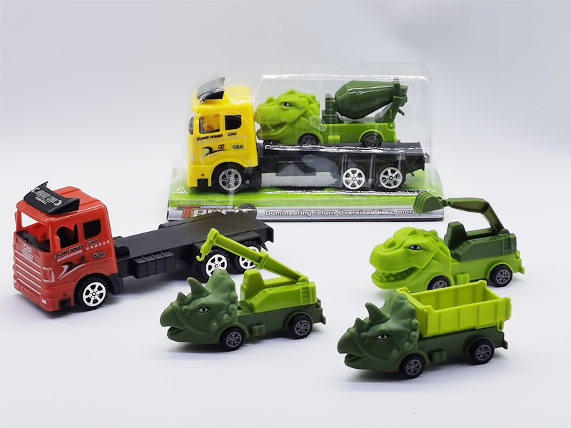 Friction Tractor Mounted Pull Back Dinosaur Car