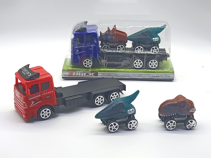 Friction Tractor Mounted Pull Back Dinosaur Car