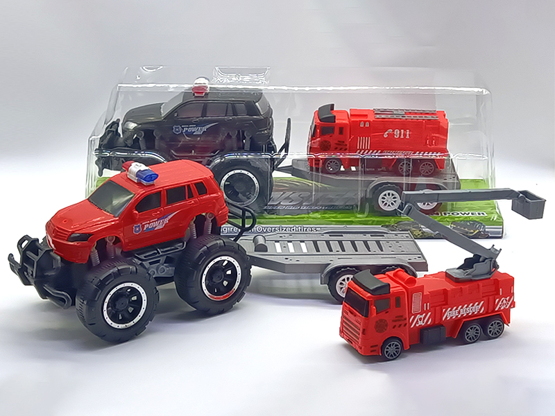 Friction Off Road Armored Friction Pull Back Fire Engine