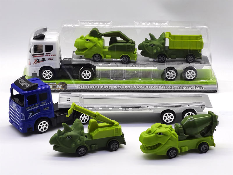 Friction Tractor Mounted Pull Back Dinosaur Car