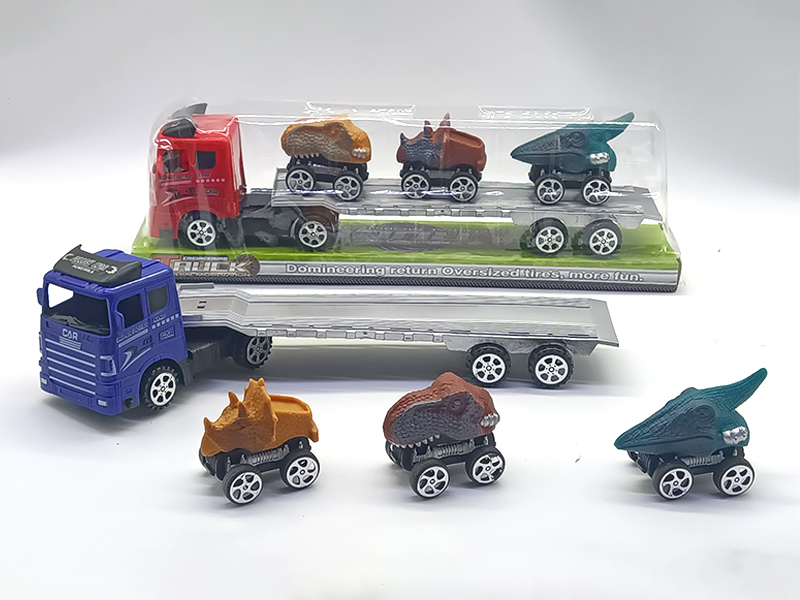 Friction Tractor Mounted Pull Back Dinosaur Car