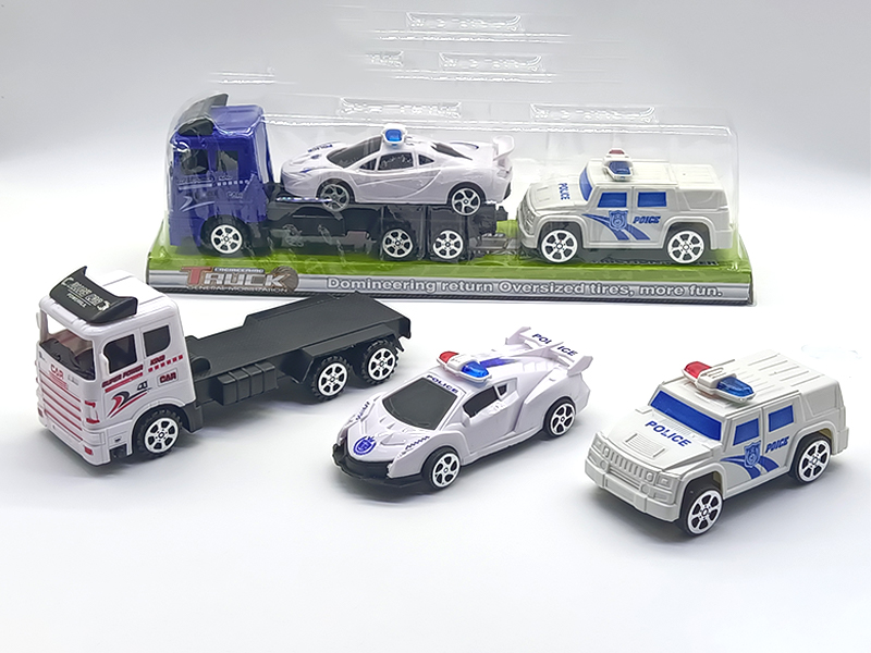 Friction Military Tractor Mounted Pull Back Police Car