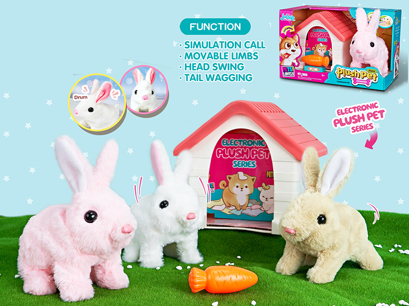 B/O Plush Rabbit + Pet House + Carrot