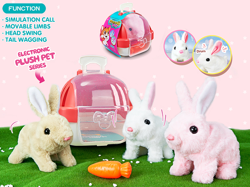B/O Plush Rabbit + Pet Cage + Carrot
