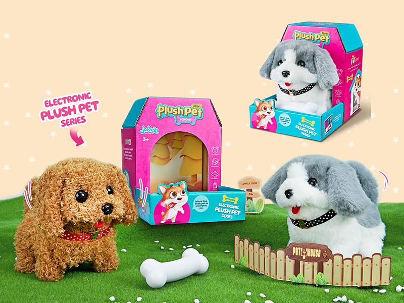 B/O Plush Teddy Dog/Husky Dog + Bone