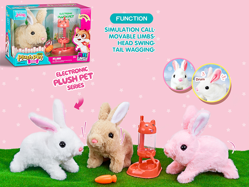 B/O Plush Middle Size Rabbit + Drinking Bottle + Carrot