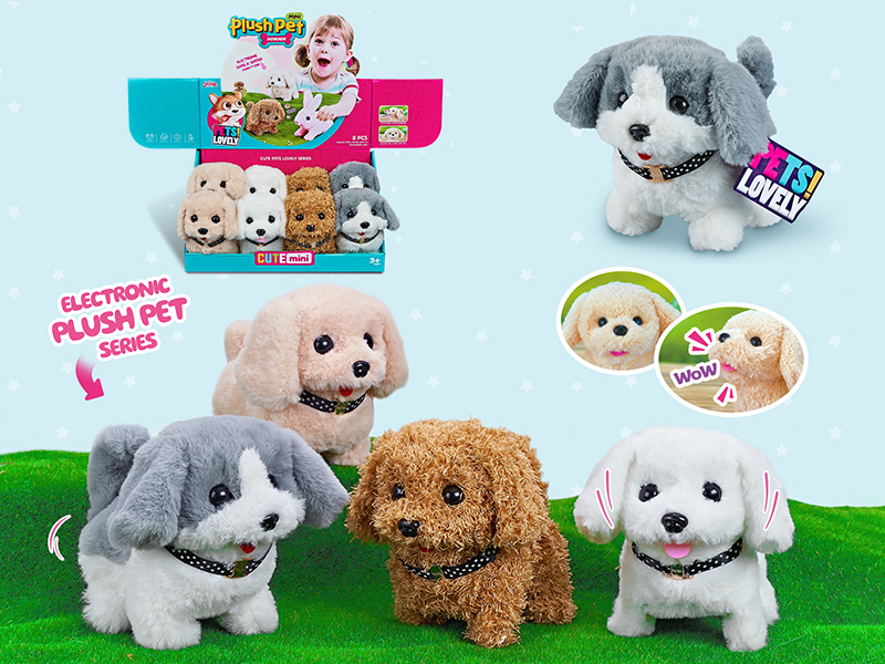 B/O Plush Pet Small Size Beagle/Golden Retriever/Husky Dog/Teddy Dog 8PCS