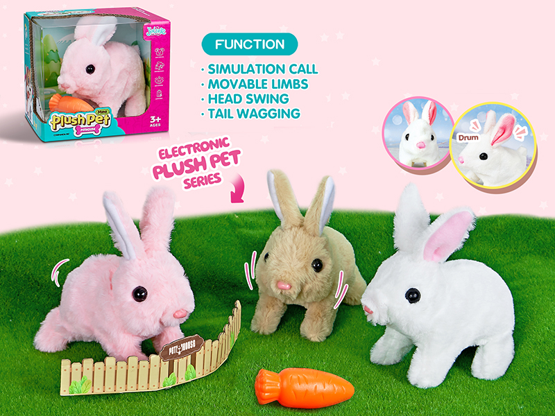 B/O Plush Pet Middle Size Rabbit + Carrot