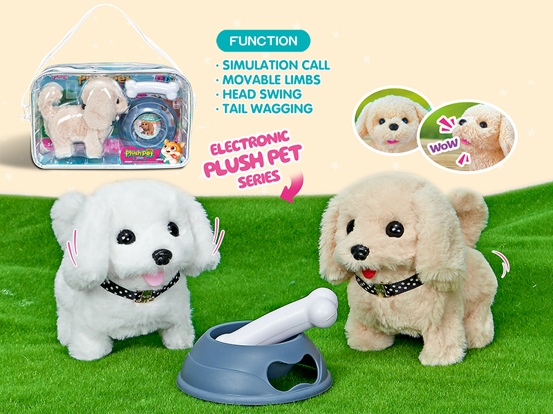 B/O Plush Beagle/Golden Retriever + Shoulder Bag + Feeder Bowls + Bone