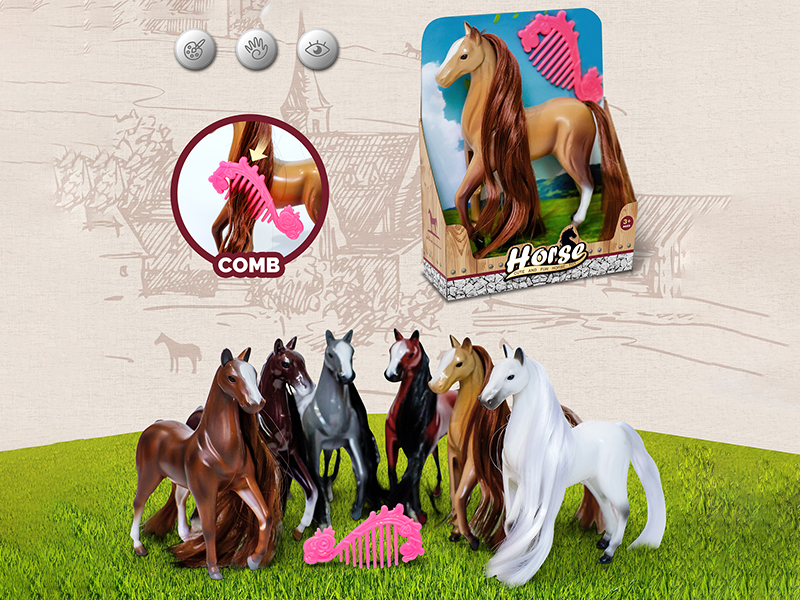 Spray-Painted Simulated Horses + Comb
