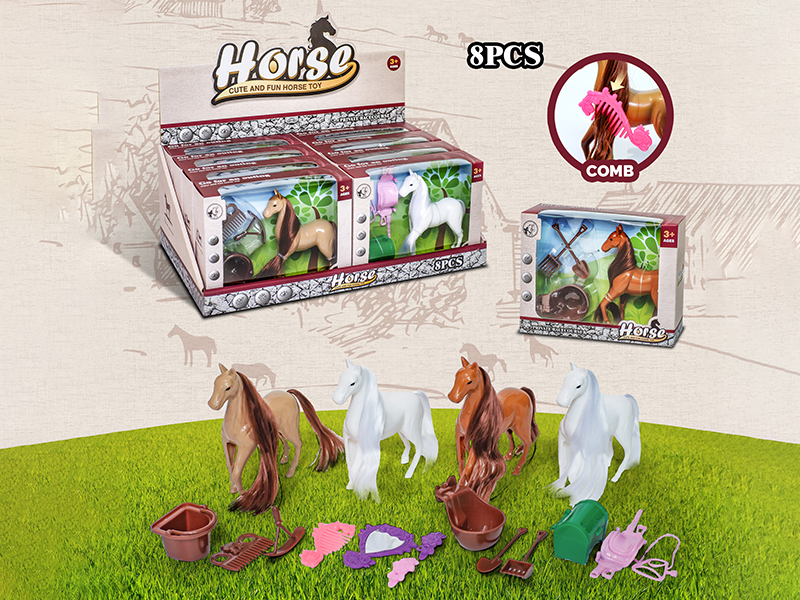 Simulated Horses + Accessories (8pcs)