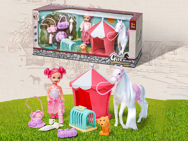 Scene Tent + 3.5-Inch Doll + Outdoor Travel Picnic Set + Pony + Puppy + Dog House