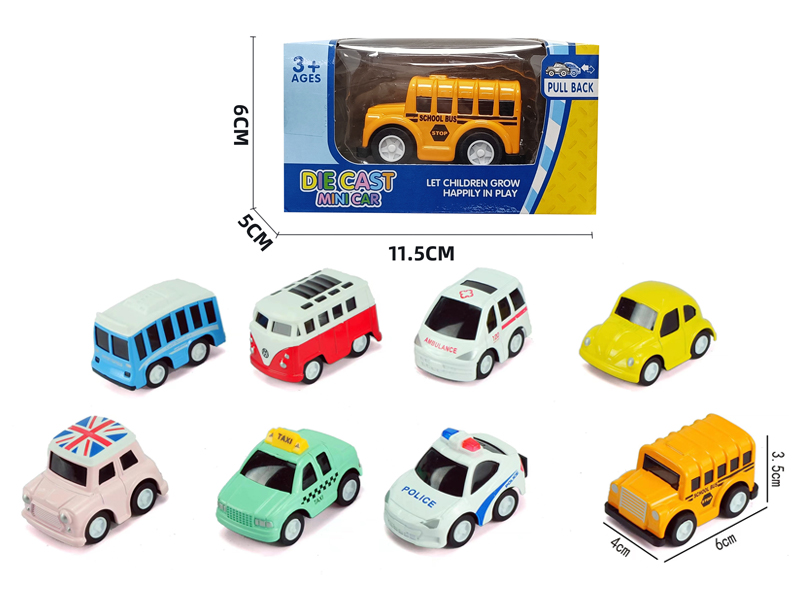 Cartoon Pull Back Alloy Bus