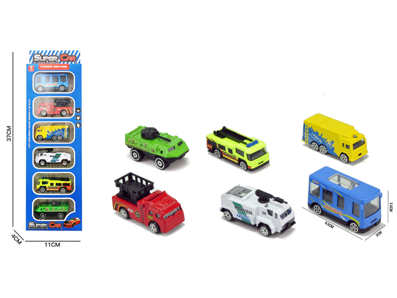 6Pcs 1:64 Slide Alloy City Series