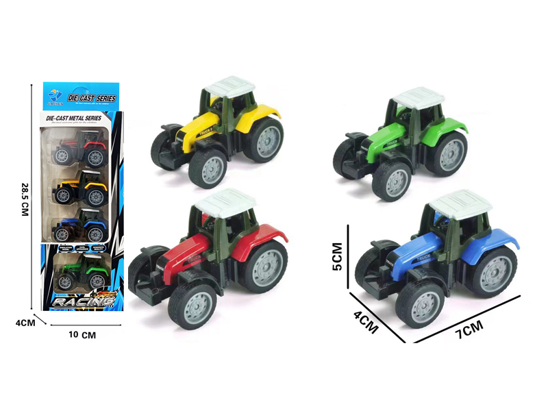 4Pcs 1:64 Slide Alloy Farmer'S Cart