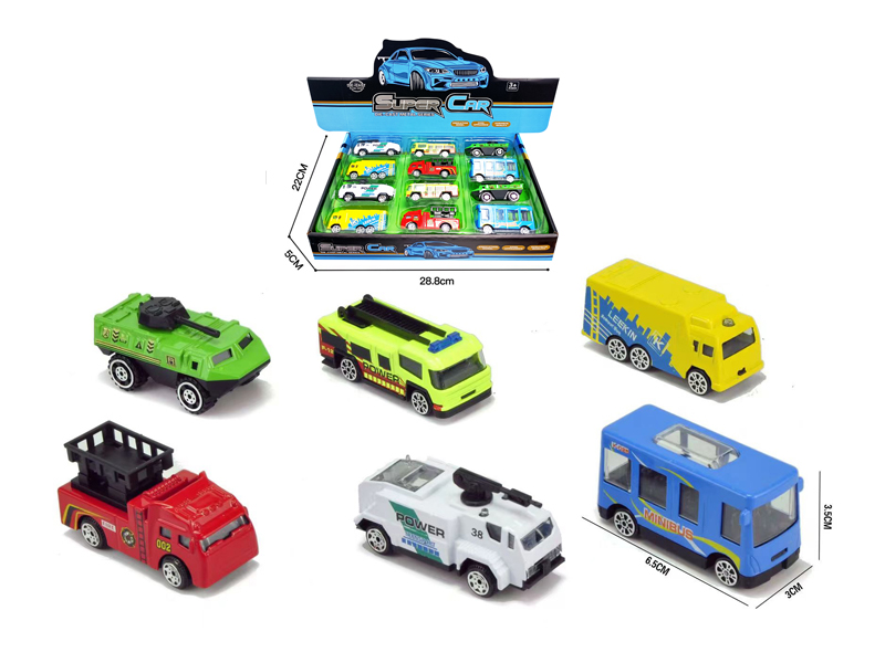 12Pcs 1:64 Slide Alloy City Car