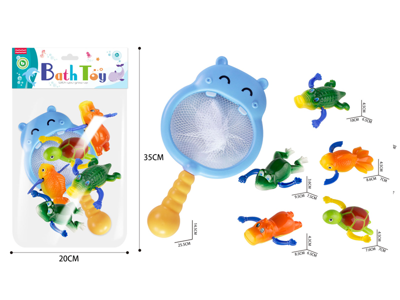 6PCS Bathroom Water Hippo Fish Set