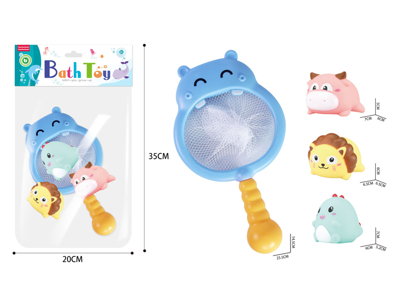 4PCS Bathroom Water Hippo Fish Set