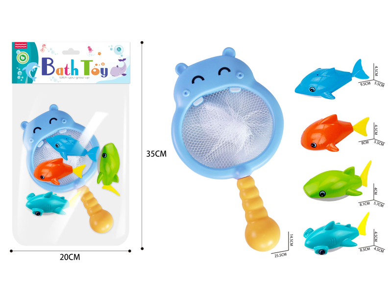 5PCS Bathroom Water Hippo Fish Set
