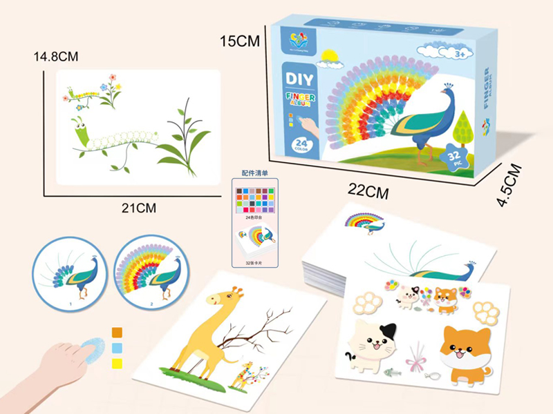 Finger Painting (24 Color Printing Pad+32 Picture Cards)