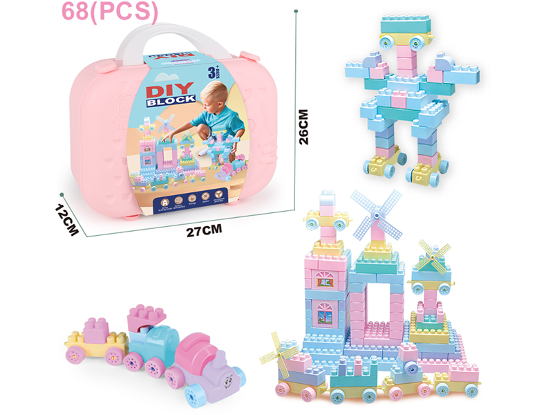 68Pcs Pink Puzzle Building Blocks