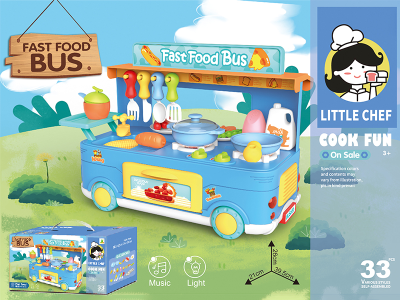 Fast Food Bus Kitchen Set With Light And Sound