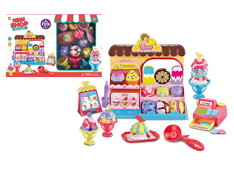Cartoon Dessert Counter With Light And Music + Cash Register + Stackable Ice Cream