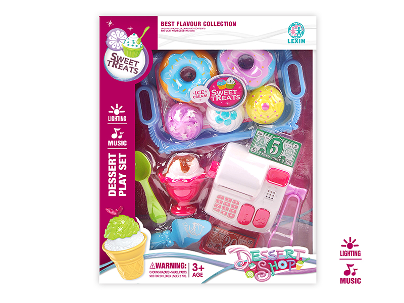 Cash Register With Light And Music + Ice Cream Set