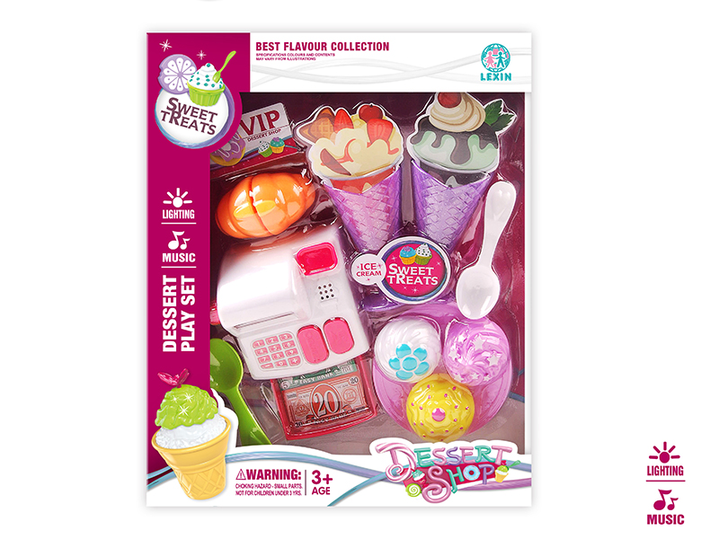 Cash Register With Light And Music + Ice Cream Set