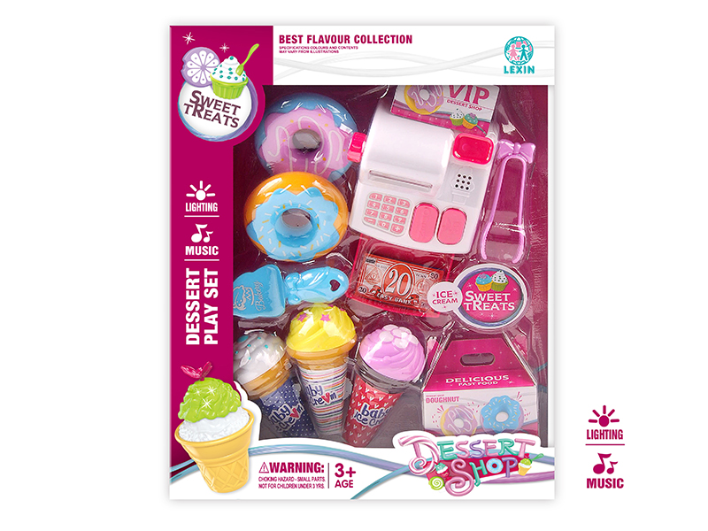 Cash Register With Light And Music + Ice Cream Set