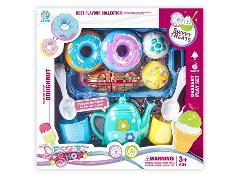 Tea Set With Doughnuts,Bread
