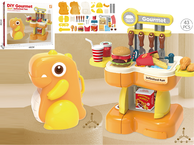 43PCS DIY Dinosaur Hamburger Storage Table