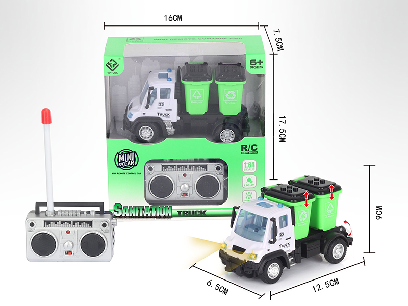 1:64 4-Channel Remote Control Trash Can Sanitation Truck (German Style)
