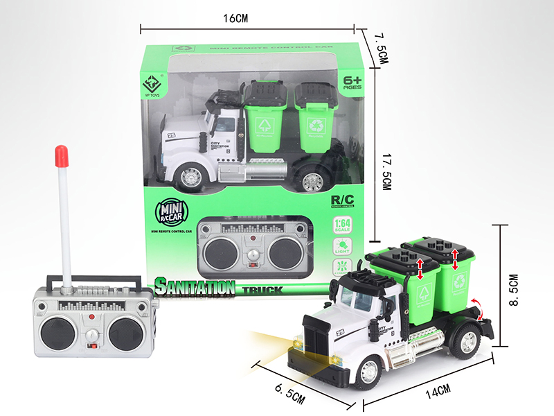 1:64 4-Channel Remote Control Trash Can Sanitation Truck(American Style)