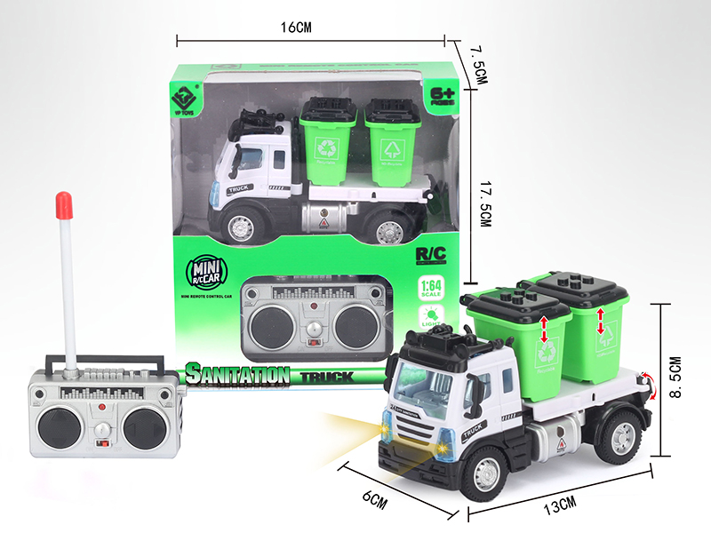 1:64 4-Channel Remote Control Trash Can Sanitation Truck(European Style)