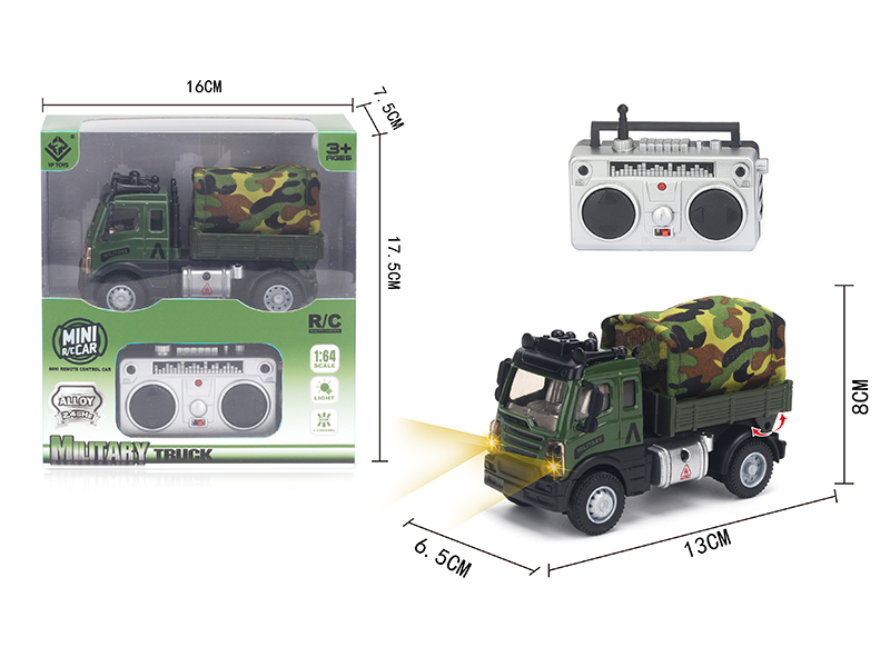 1:64 2.4G Remote Control Alloy Military Transport Truck