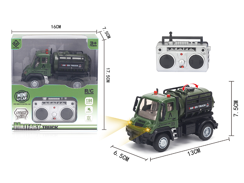 1:64 2.4G Remote Control Alloy Military Oil Tank Truck