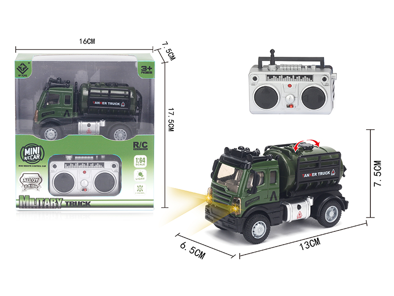 1:64 2.4G Remote Control Alloy Military Oil Tank Truck